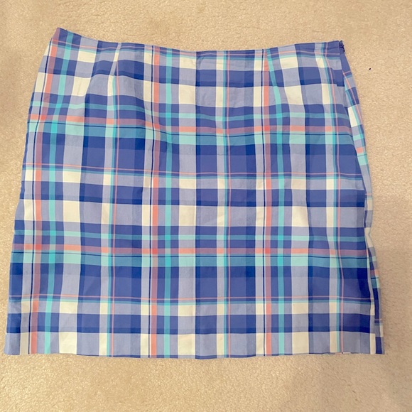 L.L. Bean Skirts Llbean Blue Madras Plaid Favorite Fit Skirt Lined